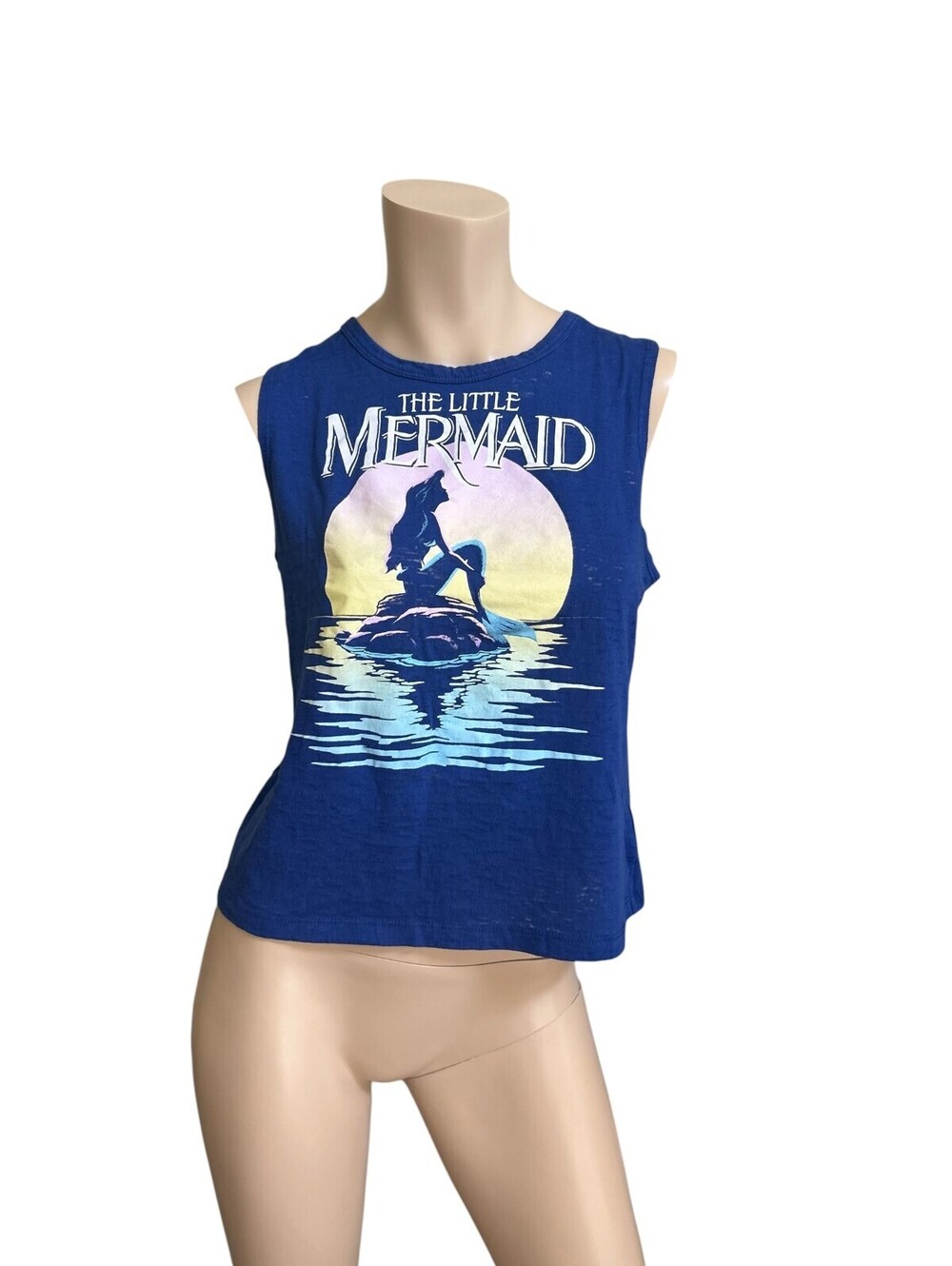 Disney The Little Mermaid Burnout Tank Top Womens Size M Blue